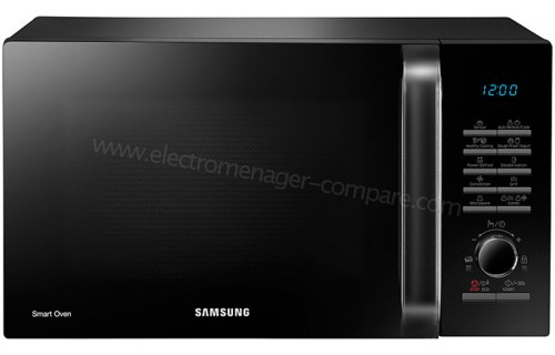 Le micro-ondes Samsung MC28H5125AK est entièrement noir.…