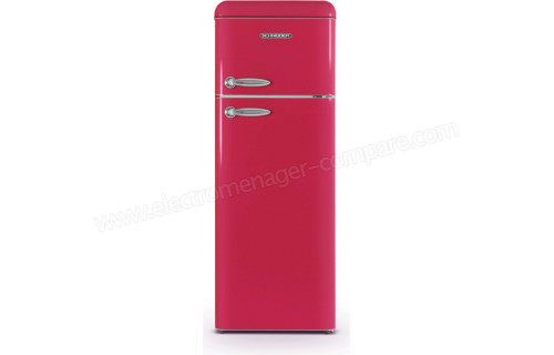 Réfrigérateur vintage 2 portes 211 L rose de Schneider - SCDD208VP